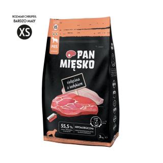 PAN MIĘSKO Cielęcina z indykiem XS 3kg karma sucha dla psa dorosłego