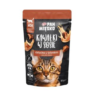 PAN MIĘSKO Cielęcina z jeleniem kawałki w sosie 85g karma mokra dla kota