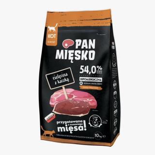 PAN MIĘSKO Cielęcina z kaczką M 10kg karma sucha dla kotów dorosłych