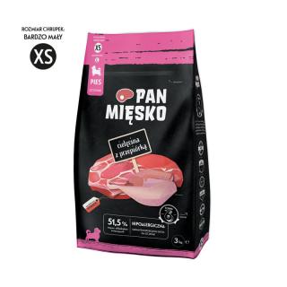 PAN MIĘSKO Cielęcina z przepiórką XS 3kg karma sucha dla szczeniąt