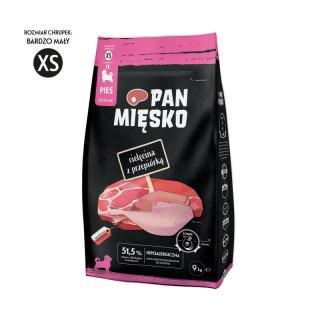 PAN MIĘSKO Cielęcina z przepiórką XS 9kg karma sucha dla szczeniąt