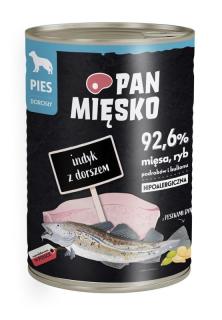PAN MIĘSKO Indyk z dorszem 400g karma mokra dla psów dorosłych