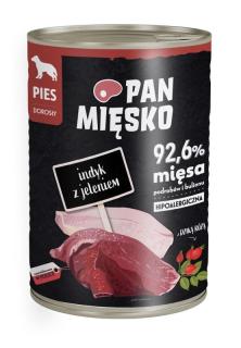 PAN MIĘSKO Indyk z jeleniem 400g karma mokra dla psów dorosłych