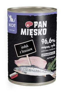 PAN MIĘSKO Indyk z łososiem 400g karma mokra dla kociąt