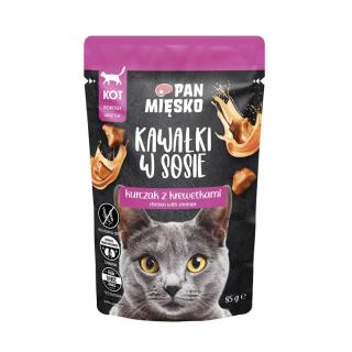 PAN MIĘSKO Kurczak z krewetkami kawałki w sosie 85g karma mokra dla kota