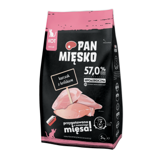 PAN MIĘSKO Kurczak z królikiem XS 5kg karma sucha dla kociąt