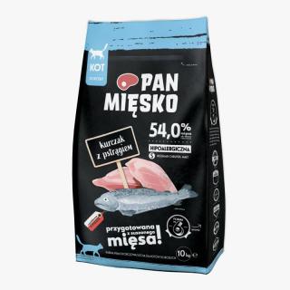 PAN MIĘSKO Kurczak z pstrągiem S 10kg karma sucha dla kotów dorosłych