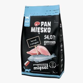 PAN MIĘSKO Kurczak z pstrągiem S 5kg karma sucha dla kotów dorosłych