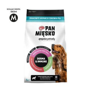 PAN MIĘSKO Specjalne potrzeby M 3kg Derma  Immune karma sucha dla psa dorosłego