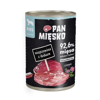 PAN MIĘSKO Wieprzowina z dzikiem 400g karma mokra dla psów dorosłych