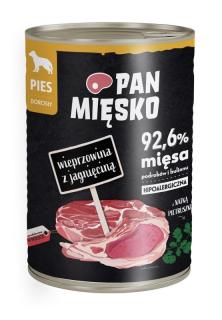 PAN MIĘSKO Wieprzowina z jagnięciną 400g karma mokra dla psów dorosłych