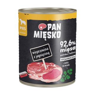 PAN MIĘSKO Wieprzowina z jagnięciną 800g karma mokra dla psów dorosłych