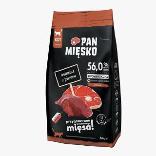 PAN MIĘSKO Wołowina z jeleniem M 1,6kg karma sucha dla kotów dorosłych