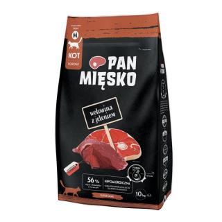 PAN MIĘSKO Wołowina z jeleniem M 10kg karma sucha dla kotów dorosłych