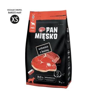 PAN MIĘSKO Wołowina z koziną XS 9kg karma sucha dla psa dorosłego