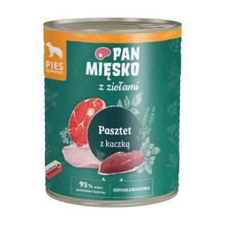PAN MIĘSKO z Ziołami Pasztet z kaczką 800g karma mokra dla psów dorosłych