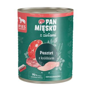 PAN MIĘSKO z ziołami Pasztet z królikiem 800g karma mokra dla psów dorosłych