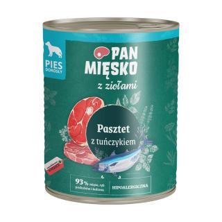 PAN MIĘSKO z ziołami Pasztet z tuńczykiem 800g karma mokra dla psów dorosłych