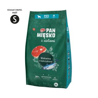 Pan Mięsko z Ziołami Wołowina z tuńczykiem S 20kg karma sucha dla psów dorosłych