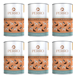 PERRO Dorsz z marchewką 6x410g monobiałkowa karma dla dorosłych psów