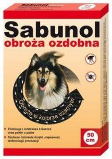 Sabunol Ozdobna czarna obroża przeciw pchłom i kleszczom dla psa 50 cm