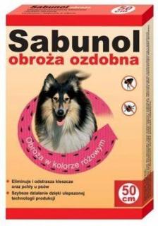 Sabunol ozdobna różowa obroża przeciw pchłom i kleszczom dla psa 50 cm