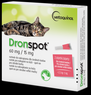 VETOQUINOL Dronspot krople dla kotów od 2,5kg do 5kg