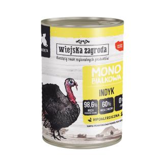 WIEJSKA ZAGRODA Indyk 400g monobiałkowa karma mokra dla kociąt