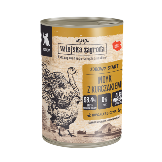 WIEJSKA ZAGRODA Indyk z kurczakiem 400g karma mokra dla kociąt