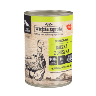 WIEJSKA ZAGRODA Kaczka z gruszką 400g karma mokra dla psów dorosłych