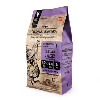 WIEJSKA ZAGRODA Kurczak z kaczką 1,6kg karma sucha dla kotów dorosłych