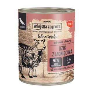 WIEJSKA ZAGRODA Leśne smaki Dzik z jagnięciną 800g karma mokra dla psów starszych