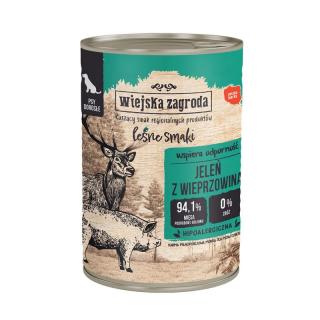 WIEJSKA ZAGRODA Leśne smaki Jeleń z wieprzowiną 400g karma mokra dla psów dorosłych