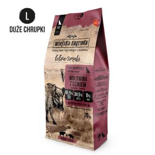 WIEJSKA ZAGRODA Leśne smaki Wołowina z dzikiem L 20kg karma sucha dla psów dorosłych