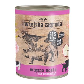 WIEJSKA ZAGRODA Mięsna uczta 800g karma mokra dla szczeniąt