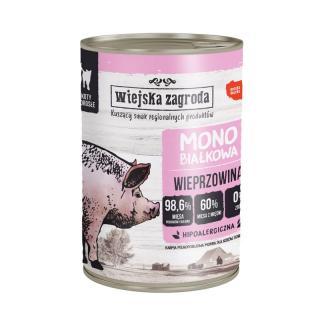 WIEJSKA ZAGRODA Monobiałkowa Wieprzowina 400g karma mokra dla kotów dorosłych