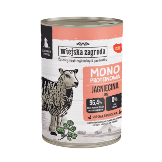 WIEJSKA ZAGRODA Monoproteinowa Jagnięcina 400g karma mokra dla szczeniąt