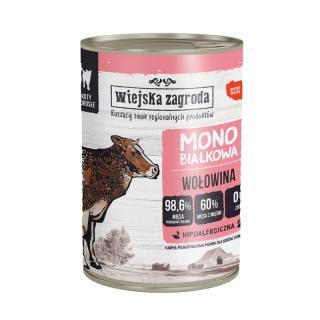 WIEJSKA ZAGRODA Wołowina 400g monobiałkowa karma mokra dla kotów dorosłych