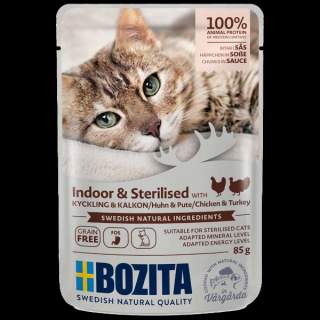 Bozita Indoor  Sterilised - Kawałki w Sosie z Kurczakiem i Indykiem - 85g