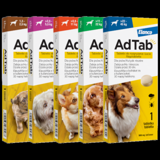 Elanco AdTab - Tabletki Przeciw Pchłom i Kleszczom dla Psów - 1,3kg do 2,5kg
