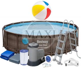 12w1 BASEN OGRODOWY RATAN Z OKNAMI SWIM VISTA 488x122 cm - BESTWAY 56725