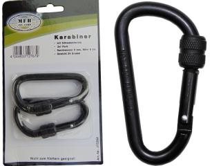 KARABIŃCZYK STALOWY Z BLOKADĄ 8 mm x 8 cm black KARABINEK STALOWY DO TROCZENIA