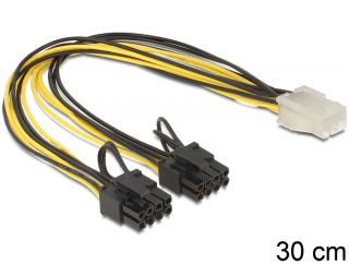 DELOCK 83433 PCI Express kabel zasilający 6-pin żeński > 2 x 8-pin męski 30 cm