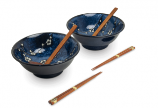 Upominkowy komplet 2 mis na Ramen Hana Blue 22 cm