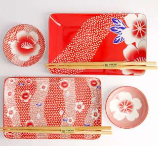 Zestaw do sushi dla 2 osób Kawaii Flower Red