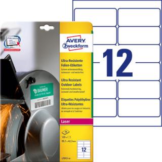 AVERY ZWECKFORM - Etykiety polietylenowe ultra resistant, A4, 10 ark./op., 99,1x42,3mm - L7913-10