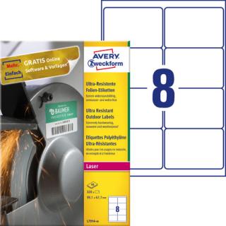 AVERY ZWECKFORM - Etykiety polietylenowe ultra resistant, A4, 40 ark./op., 99,1x67,7mm - L7914-40