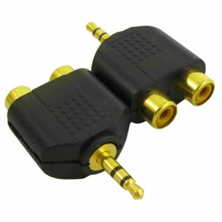 Rozgałęźnik wtyk Jack 3.5mm stereo na dwa gniazda RCA (cinch) złoty (00910)