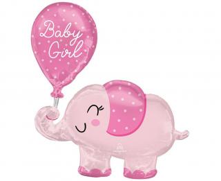 Balon foliowy z helem 35093 Słonik z  balonem Baby Girl, 31 cali