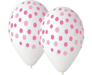 Balony gumow 12"/5 szt. 31893 w konfetti różowe